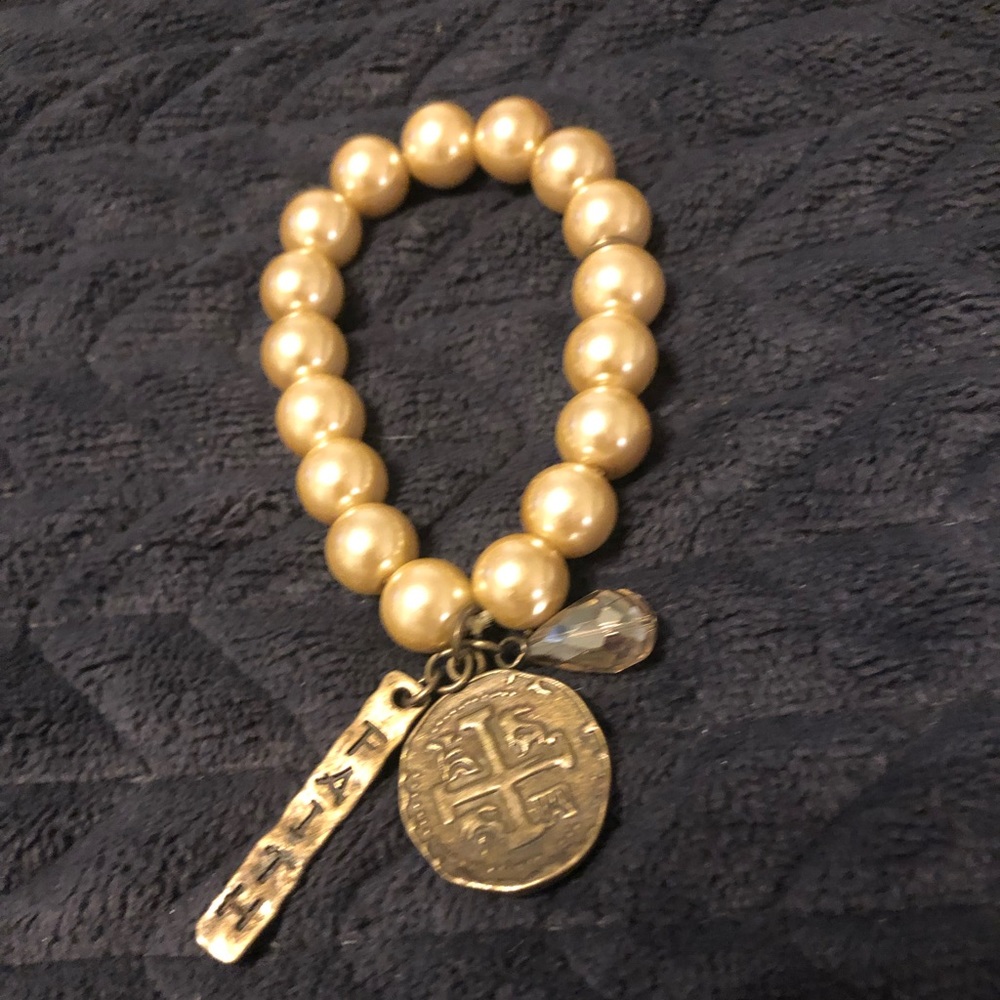 Boutique bracelet with brass faith charms
